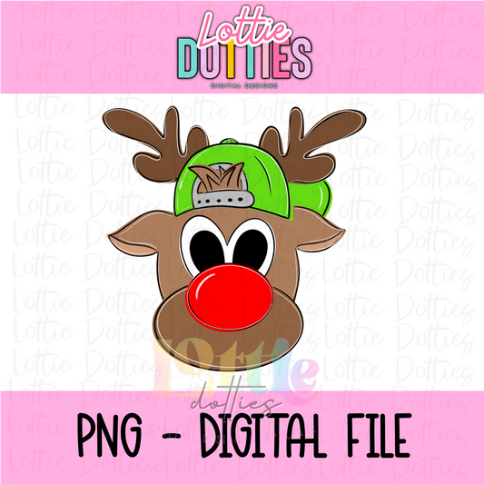 Reindeer Green Hat Png - Christmas Design - Digital Download