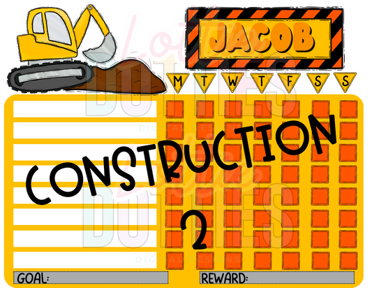 Construction Chore Chart Template - Construction 2