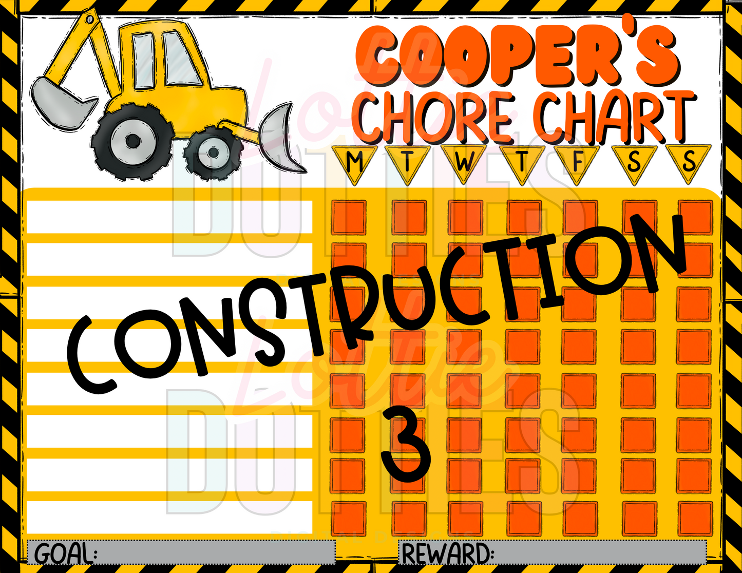 Construction Chore Chart Template - Construction 3