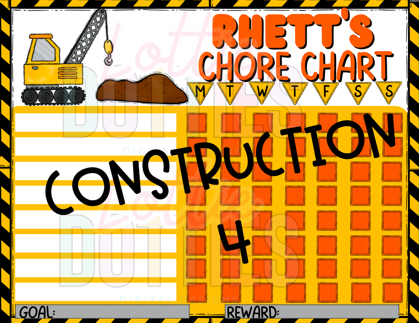 Construction Chore Chart Template - Construction 4