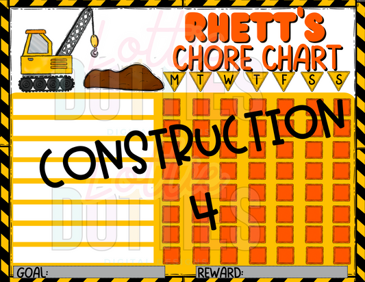 Construction Chore Chart Template - Construction 4