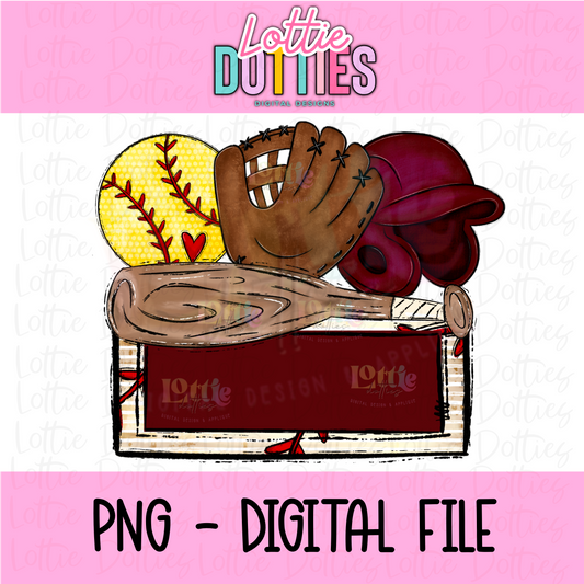 Softball Name Plate -  Maroon - PNG - Design Sublimation - Digital Download