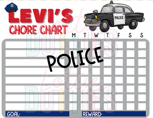 Police Chore Chart Template - Police