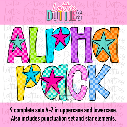 Bright Checkers Alpha PNG - Sublimation  Alphabet - Alpha Pack -  Instant Download  - Girl Alpha Pack