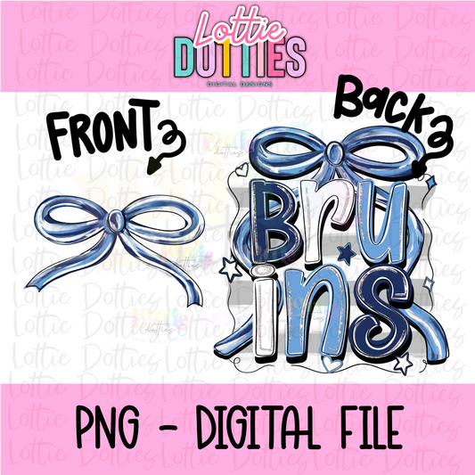 Bruins PNG - Navy & Columbia Bow Design Sublimation design -   Digital Download