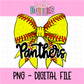 Panthers PNG - Panthers Softball bow Black design - Digital Download