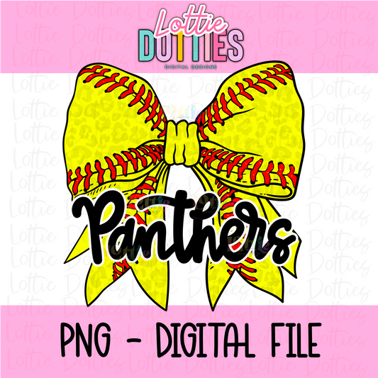 Panthers PNG - Panthers Softball bow Black design - Digital Download