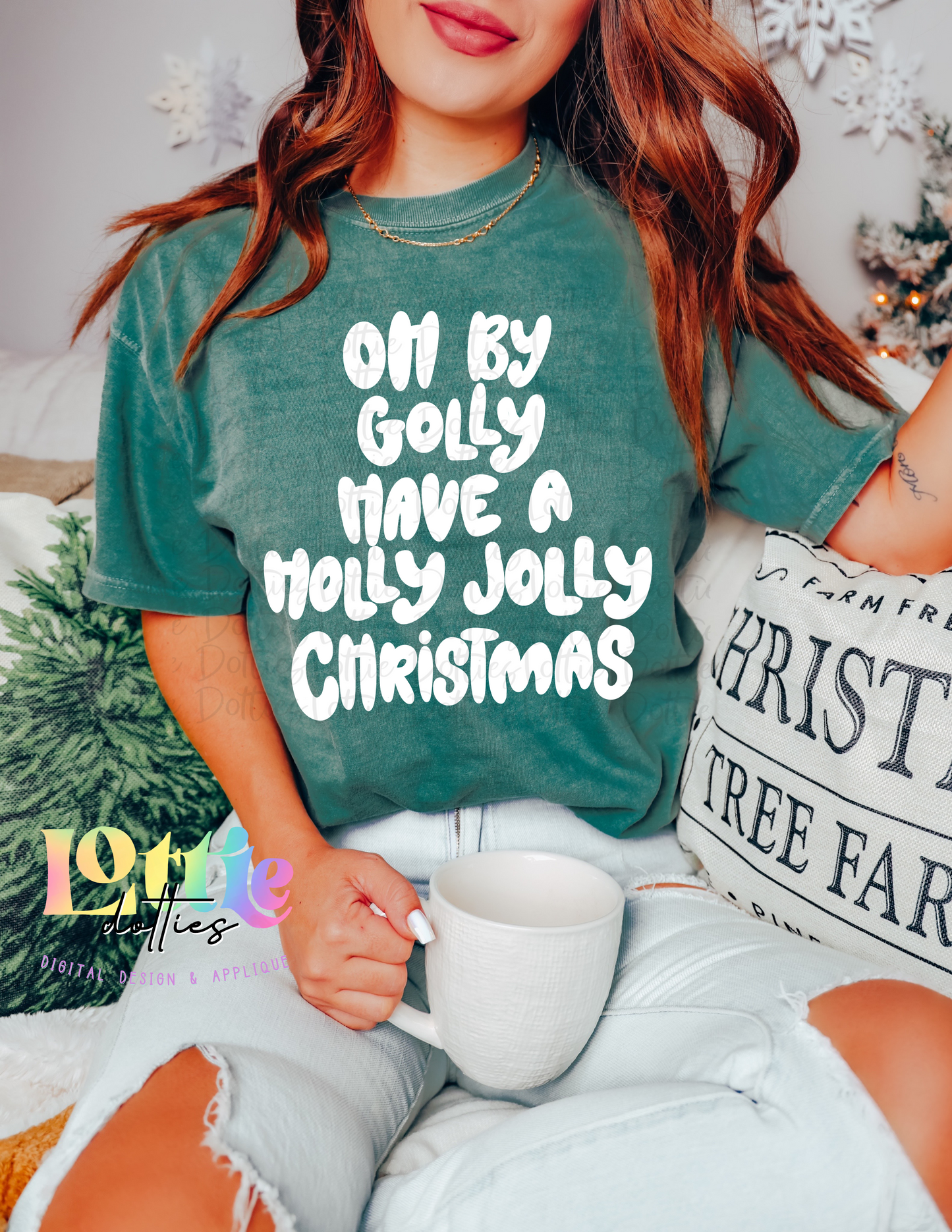 Oh by Golly Have a Holly Jolly Christmas | Blue & White Holly Jolly PNG | Christmas| Digital Download