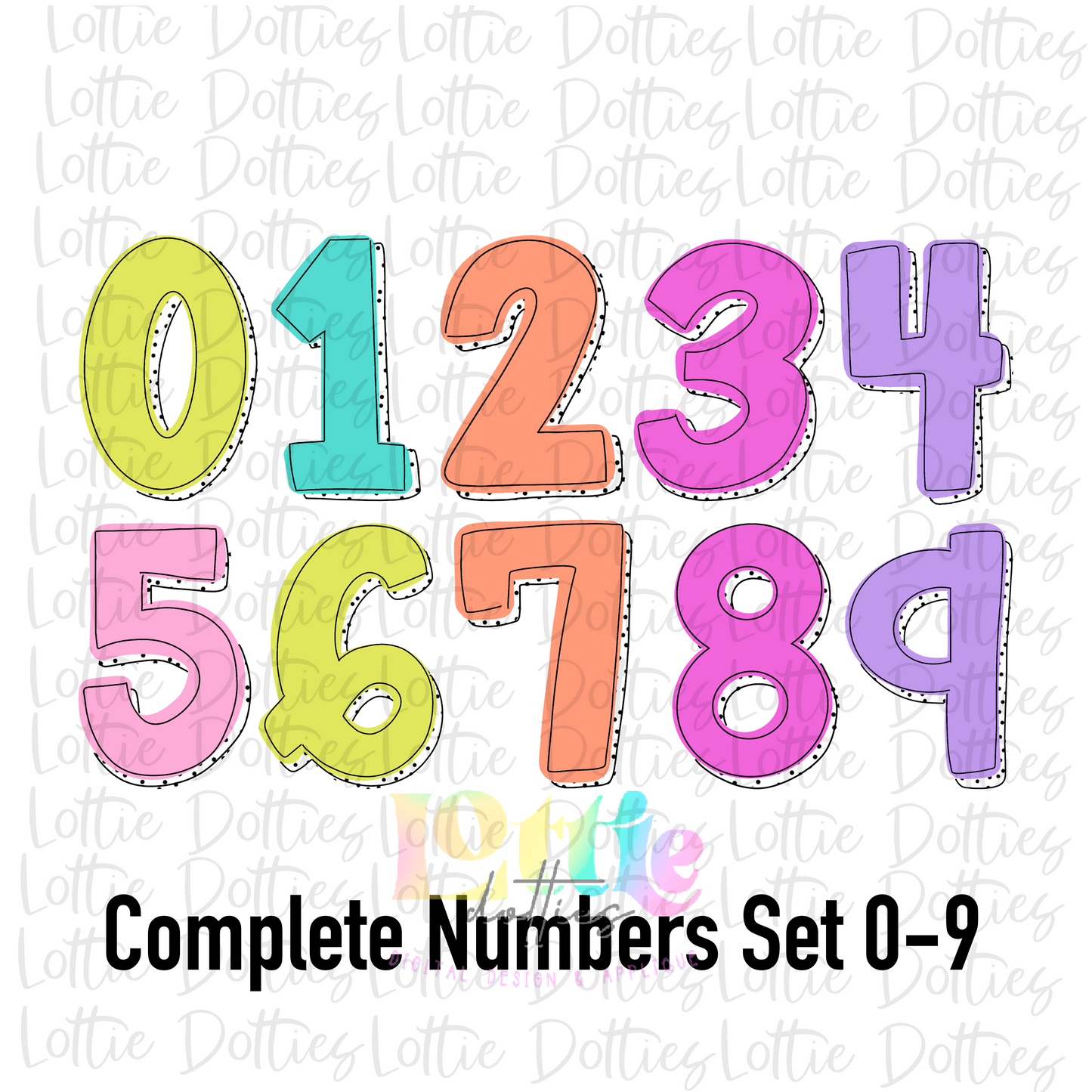 Bright Dottie Number Alpha Png - Bright number Alpha Pack - Digital Download