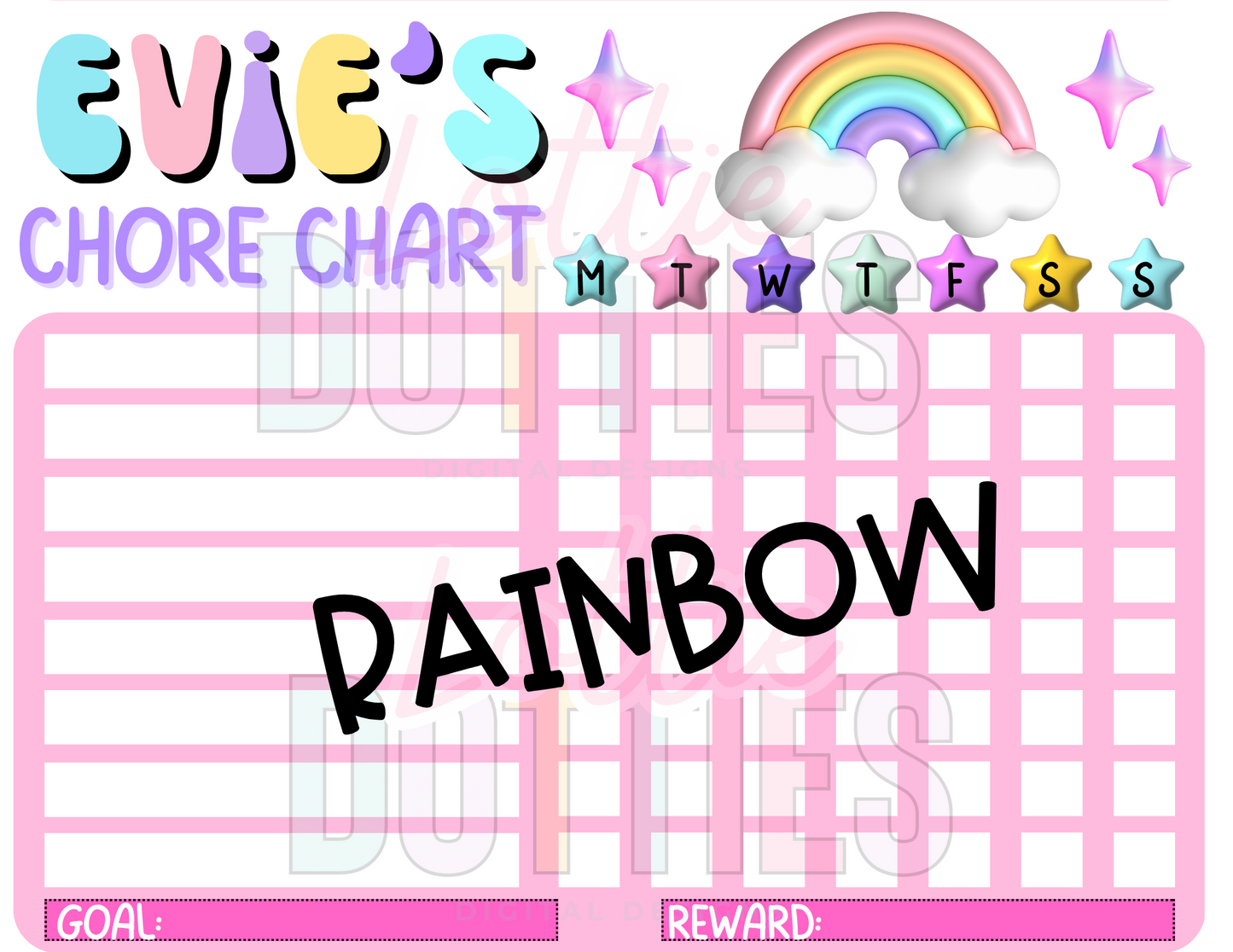 Rainbow Chore Chart Template - Rainbow