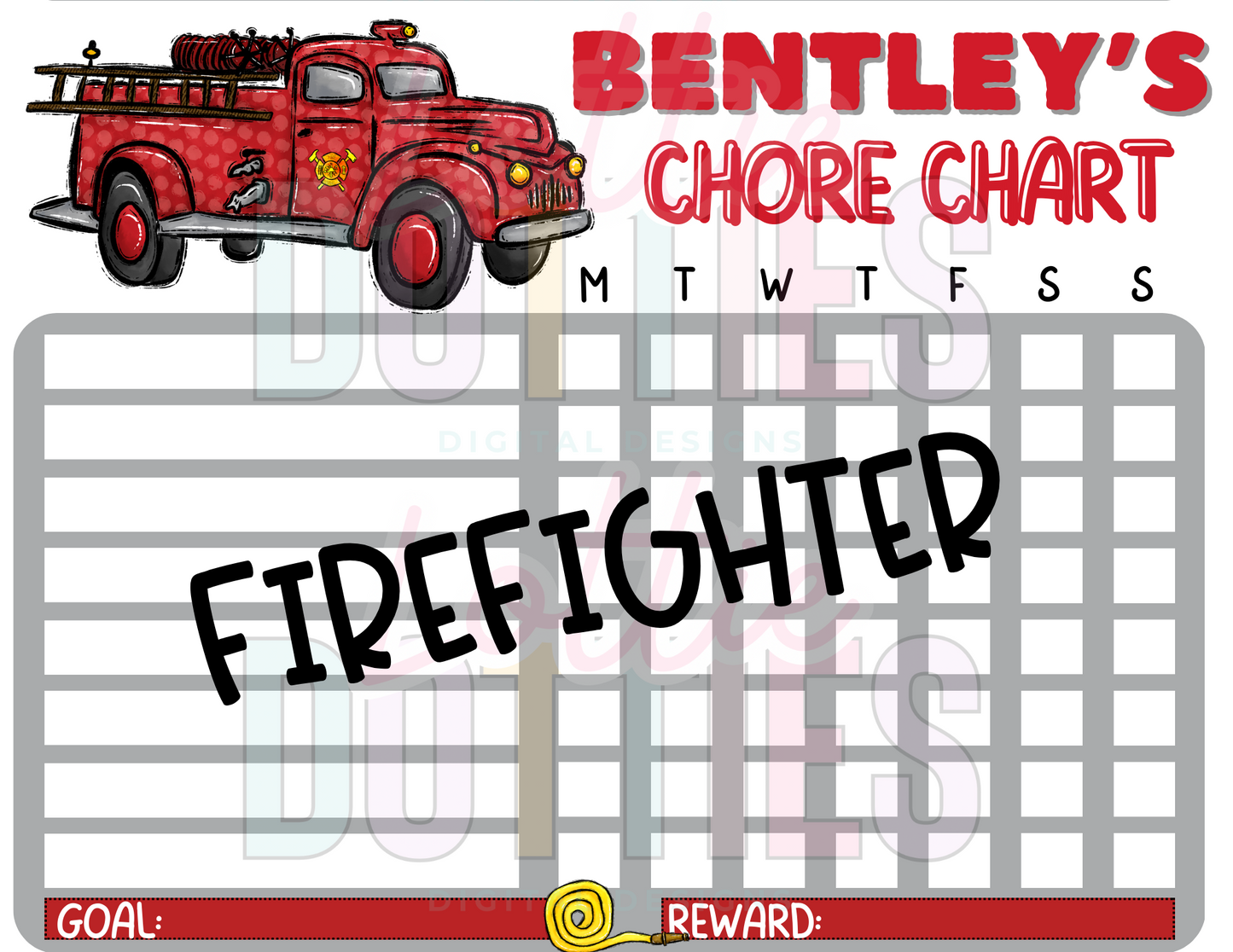 Firefighter Chore Chart Template - Firefighter