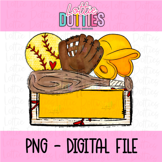 Softball Name Plate - Gold - PNG - Design Sublimation - Digital Download