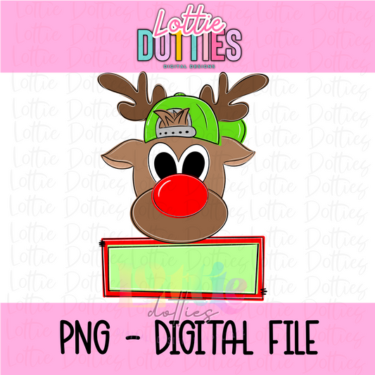 Reindeer Name Patch Png - Christmas Name Patch Design - name plate design - Digital Download