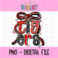 Tigers PNG - Tigers Red & Black bow design - Digital Download - coquette mascot