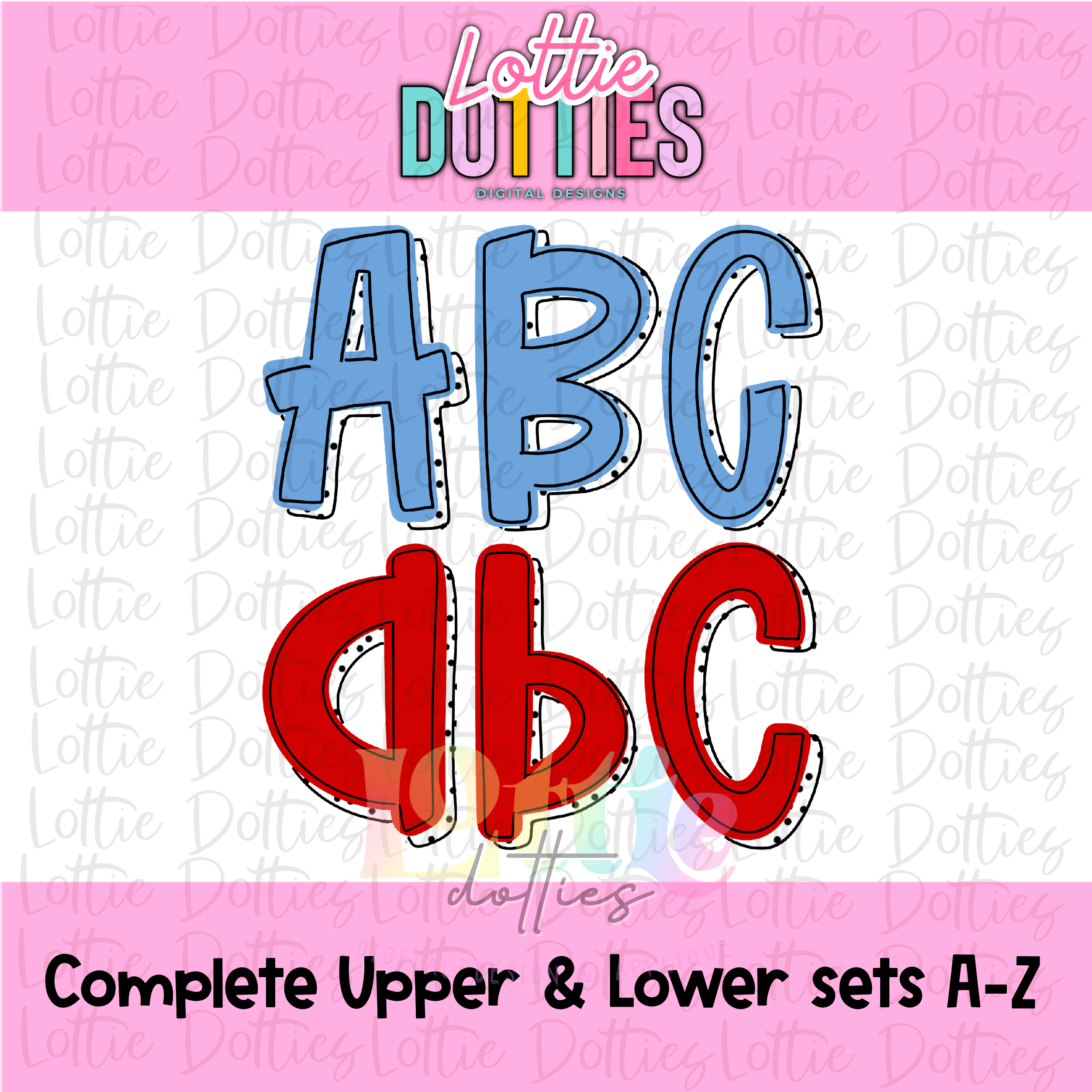 Carolina Blue & Red Dottie alpha - Alpha Pack - Alphabet Clipart - Alp ...