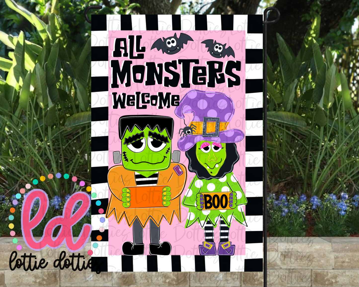 All Monsters Welcome Flag PNG - Halloween Sublimation - Digital Download