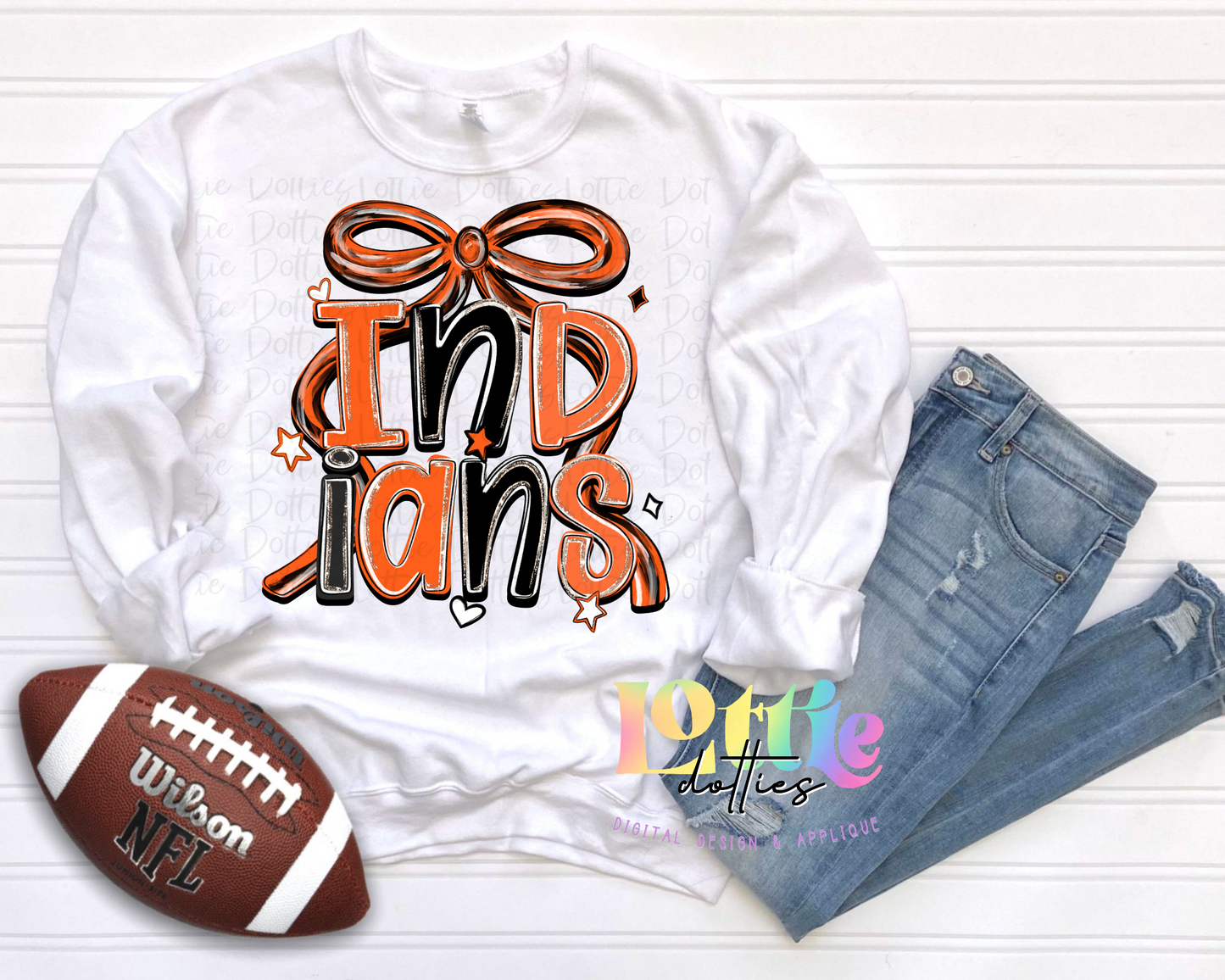 Indians PNG - Indians Orange and Black bow design - Digital Download - coquette mascot