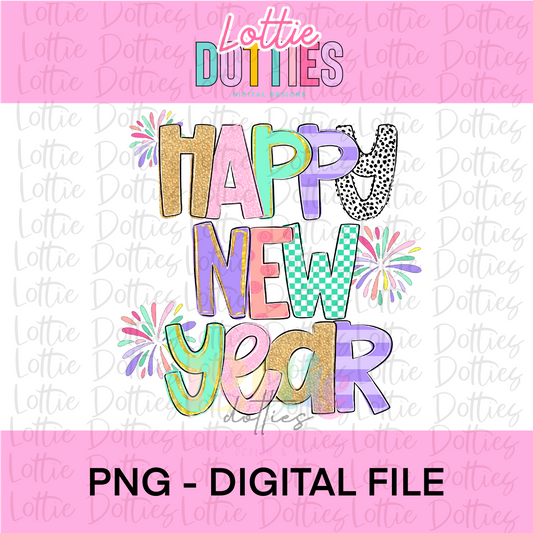 Happy New Year PNG - New Year’s Eve/Day Sublimation - PNG - Digital Download