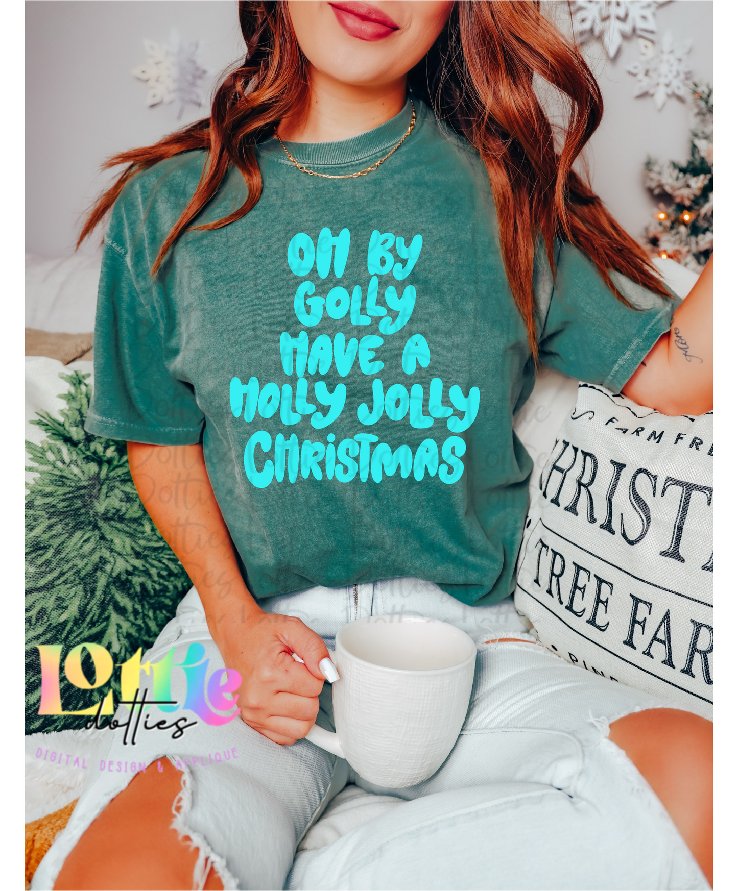Oh by Golly Have a Holly Jolly Christmas | Blue & White Holly Jolly PNG | Christmas| Digital Download
