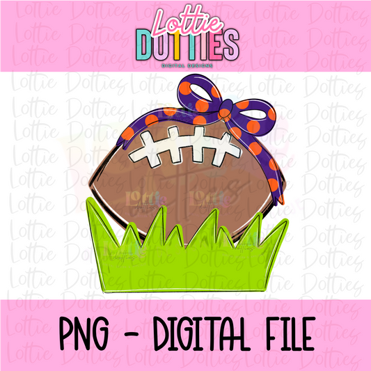 Football Bow - Purple & Orange Football Bow PNG - Bow Design Sublimation - Digital Download