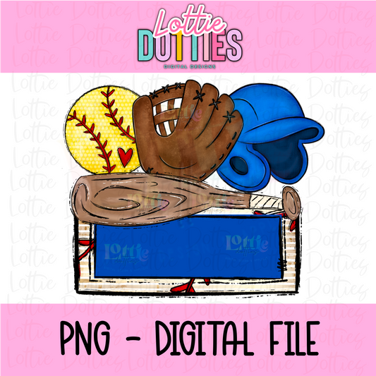 Softball Name Plate - Blue - PNG - Design Sublimation - Digital Download