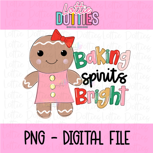 Baking Spirits Bright Girl Png - Christmas Sublimation Design- Digital Download