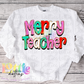 Merry Teacher Whimsical Png - Christmas Sublimation Design- Digital Download