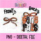 Generals PNG - Orange & Black bow design - Digital Download - coquette mascot