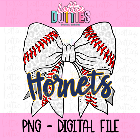 Hornets PNG - Hornets Baseball bow Navy and Gold design - Digital Download