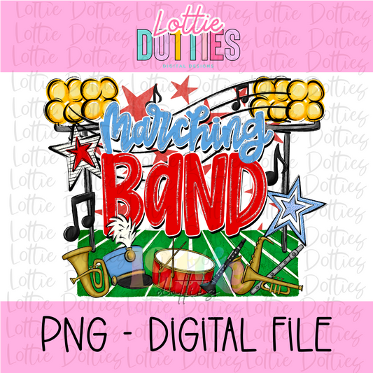 Marching Band PNG - Light Blue and Red Marching Band design - Digital Download