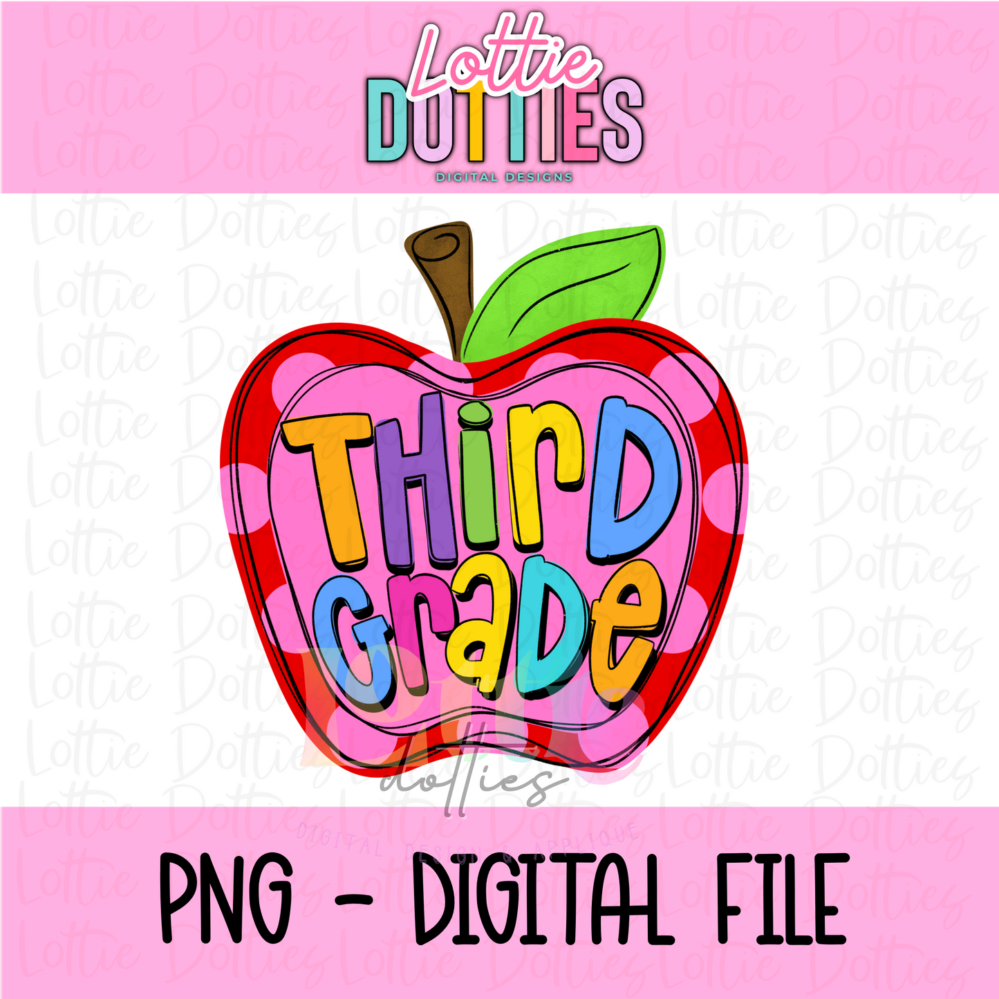 Third Grade Apple PNG - 3rd Grade Apple Sublimation - Digital Design