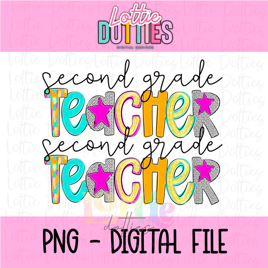 Second Grade Teacher PNG - Poppy Teacher Designs - Digital Download