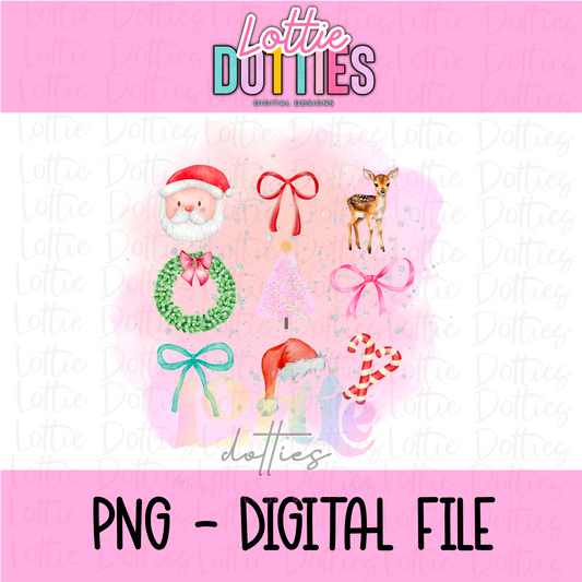 Christmas Bows PNG - Christmas Bows Pink - Sublimation - Digital Download