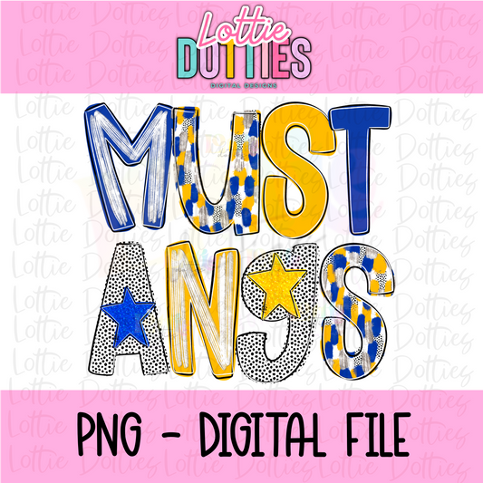 Mustangs Poppy PNG | Mustangs sublimation design | Digital Download | Blue and Gold