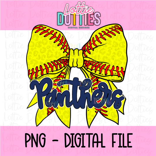 Panthers PNG - Panthers Softball bow Navy design - Digital Download