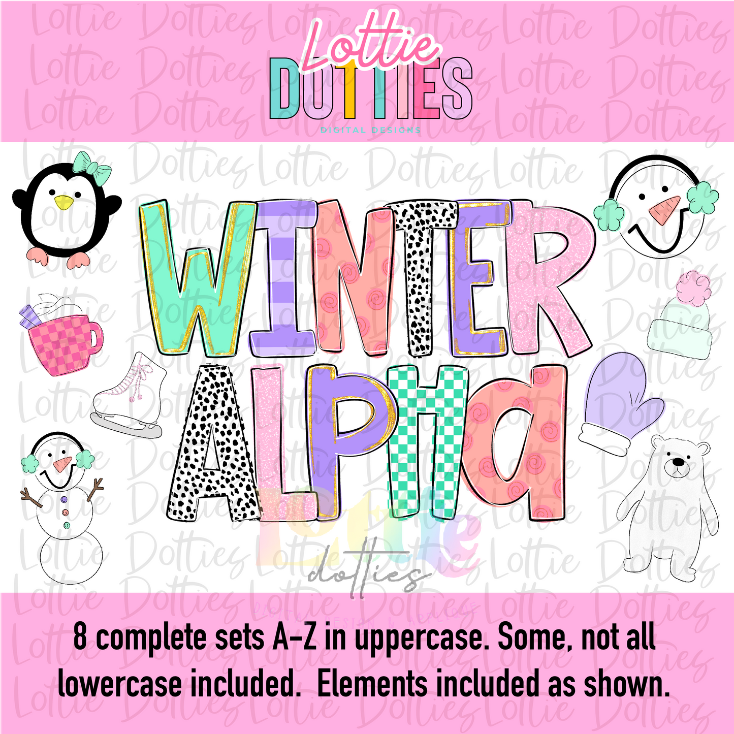 Winter Alpha - Alphabet - Alpha Pack - Alphabet Clipart - Instant Download  - Alpha Packs