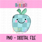 Apple PNG - Blue Apple - Sublimation - Digital Download