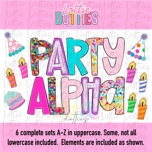 It’s My Party Alpha - Birthday Party Poppy Alpha - Alphabet - Alpha Pack - Alphabet Clipart - Instant Download