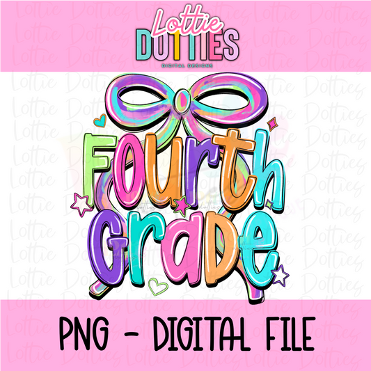 Fourth Grade Bow PNG - Back To School - Sublimation - Digital Download