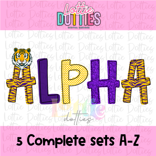 Tiger Alphabet - Alpha Pack - Alphabet Clipart - Instant Download