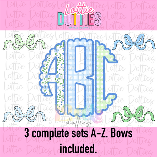 Dainty Floral Monogram Alpha PNG - Floral Stitch Alpha Set Sublimation- Digital Download