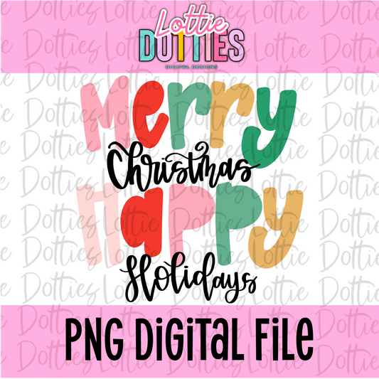 Merry Christmas Happy Holidays Png | Merry Christmas|Happy Holidays | Christmas & Holiday Design | Digital Download
