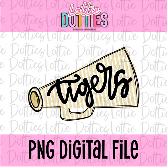 Tigers Megaphone Png | Tigers design | Digital Download | Black and Gold