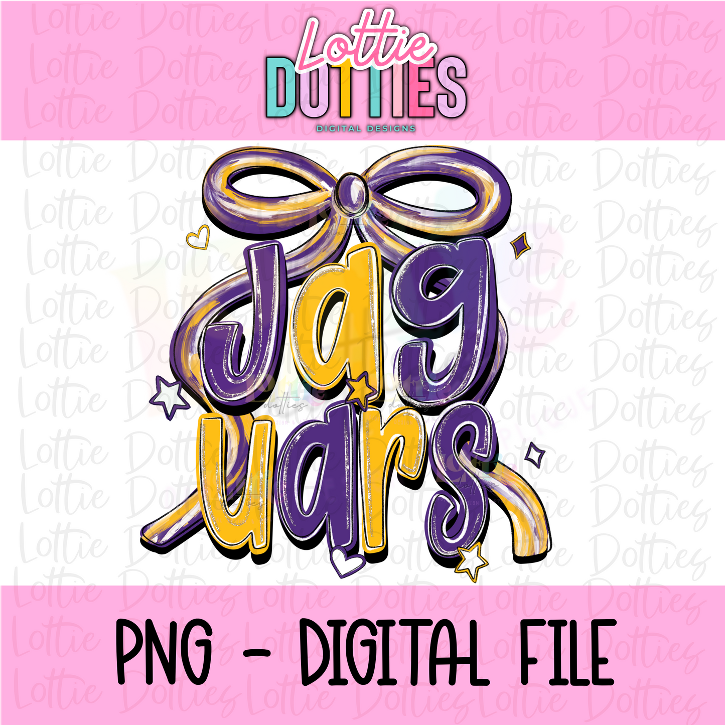 Jaguars PNG - Purple and Gold Bow Design Sublimation design -   Digital Download