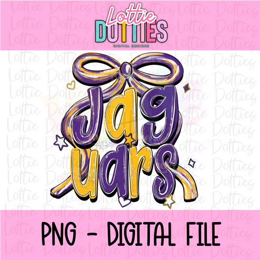 Jaguars PNG - Purple and Gold Bow Design Sublimation design -   Digital Download