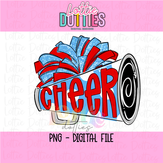 Cheer Megaphone PNG - Red & Columbia Blue Sublimation - Digital Design