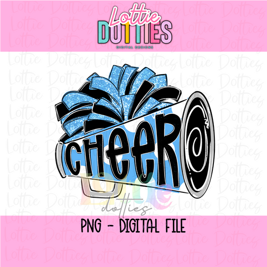 Cheer Megaphone PNG - Columbia Blue & Black Sublimation - Digital Design
