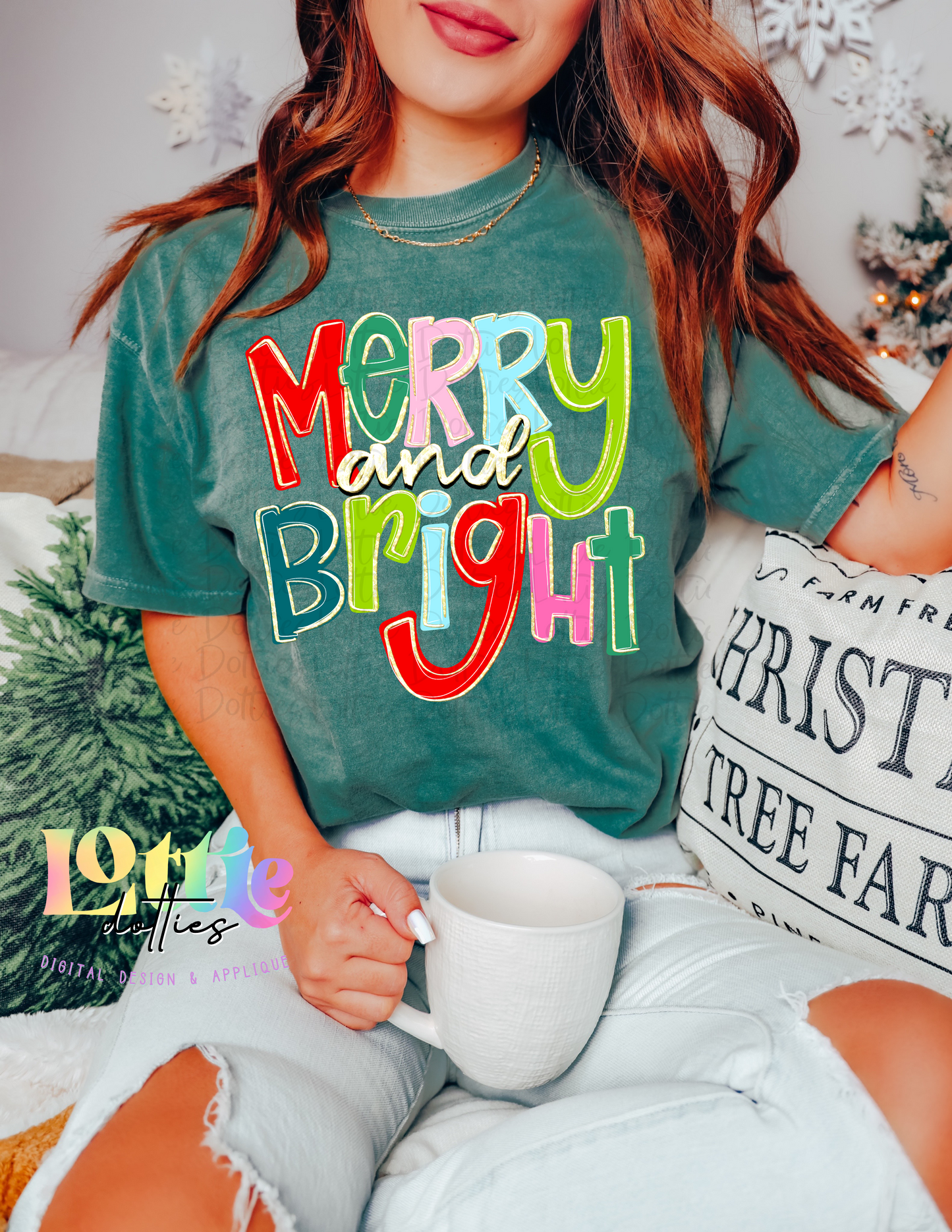 Merry and Bright - Christmas Png - Christmas Sublimation Design- Digital Download