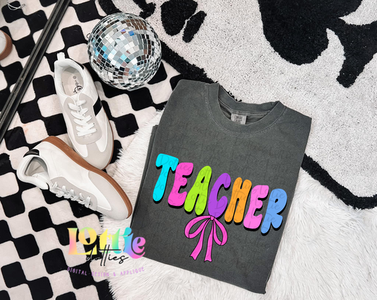 Teacher PNG - Bright Neon Teacher Sublimation - Digital Download