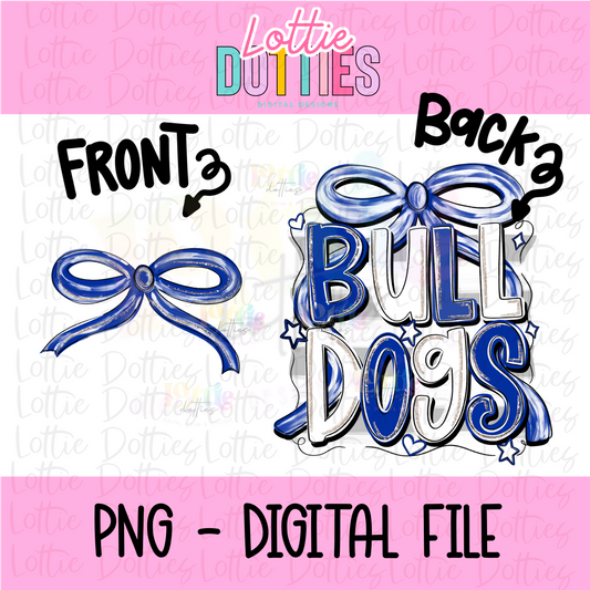 Bulldogs PNG | Bulldogs Royal & White bow design | Digital Download | coquette mascot
